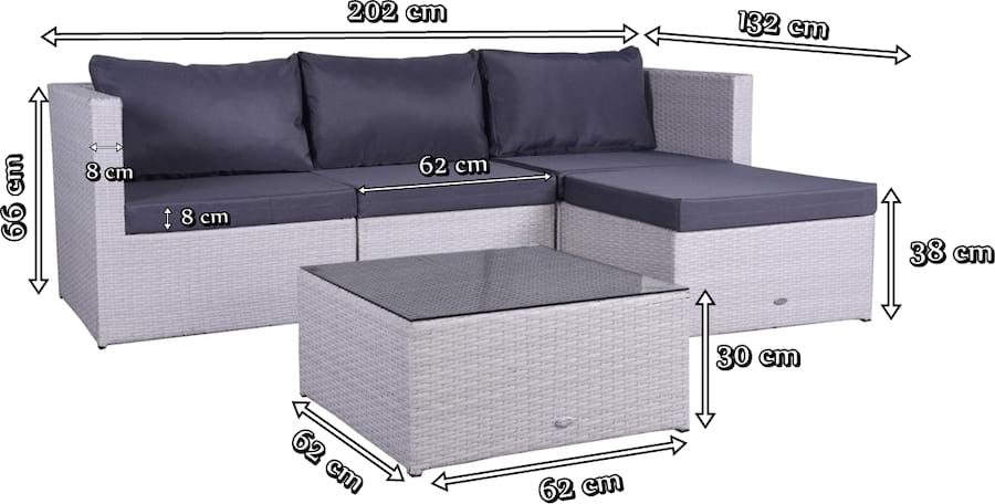 Wymiary FARLITO V Black Along & Ice Grey