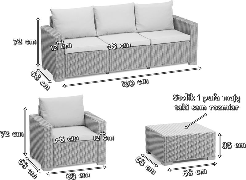 Meble Moorea 5 wymiary