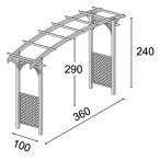 Pergola uniwersalna z kratkami h290 x 360 x 100 full