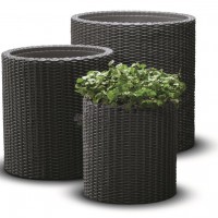 Zestaw doniczek cylindrycznych w 3 rozmiarach - Antracytowy