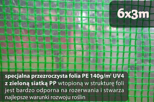 Folia na tunel foliowy z polipropylenową siatką wzmacniającą