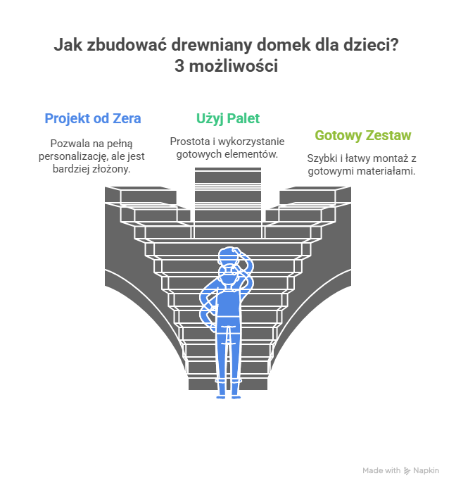 Infografika - domek dla dzieci, możliwe opcje