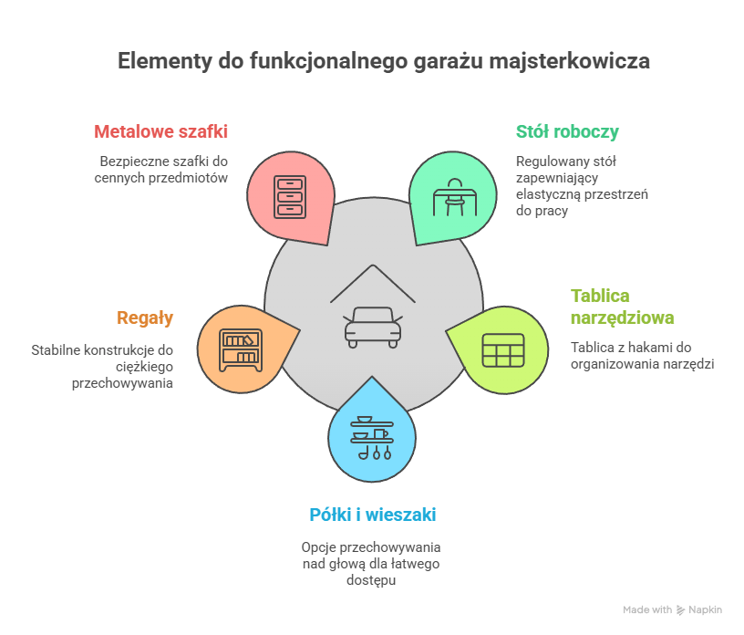 Infografika - elementy wyposażenia garażu