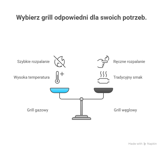 Grill gazowy czy węglowy - infografika