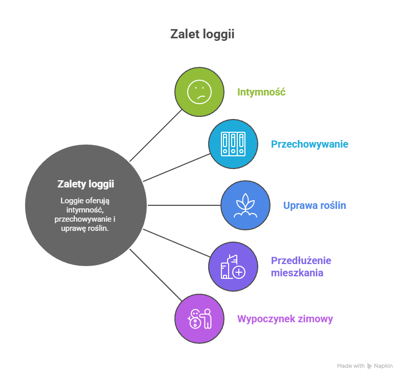 Zalety loggii - infografika