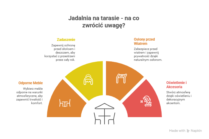 Jadalnia na tarasie - infografika