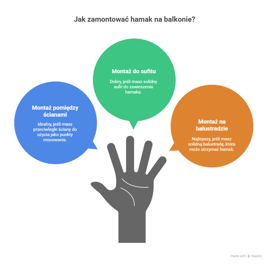 Jak zamontować hamak - infografika