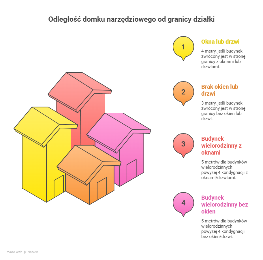 Infografika - odległość domku od granicy działki