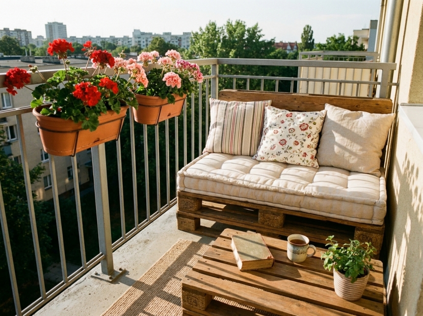 meble z palet na mały balkon w bloku