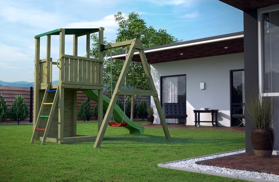 Kompleksowy plac zabaw z drewna do ogrodu Fungoo Funny 4