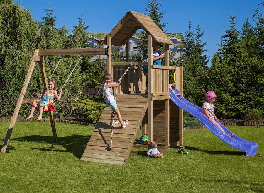 Plac zabaw z drewna do ogrodu dla dzieci Fungoo Carol 3