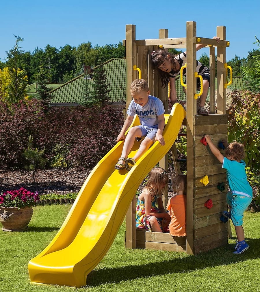 Plac zabaw z drewna do ogródka z piaskownicą Fungoo Funny 3