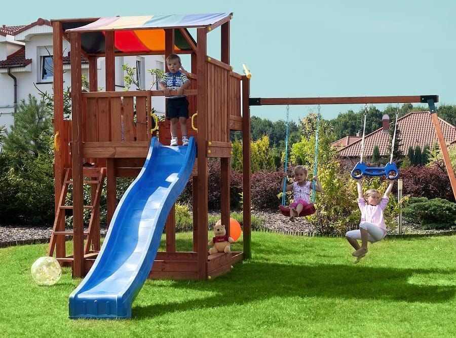 Plac zabaw drewniany zjeżdżalnia ślizg Kingdom Move+