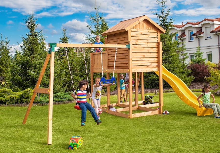 Drewniany plac zabaw dla dzieci huśtawka zjeżdżalnia Move MySide