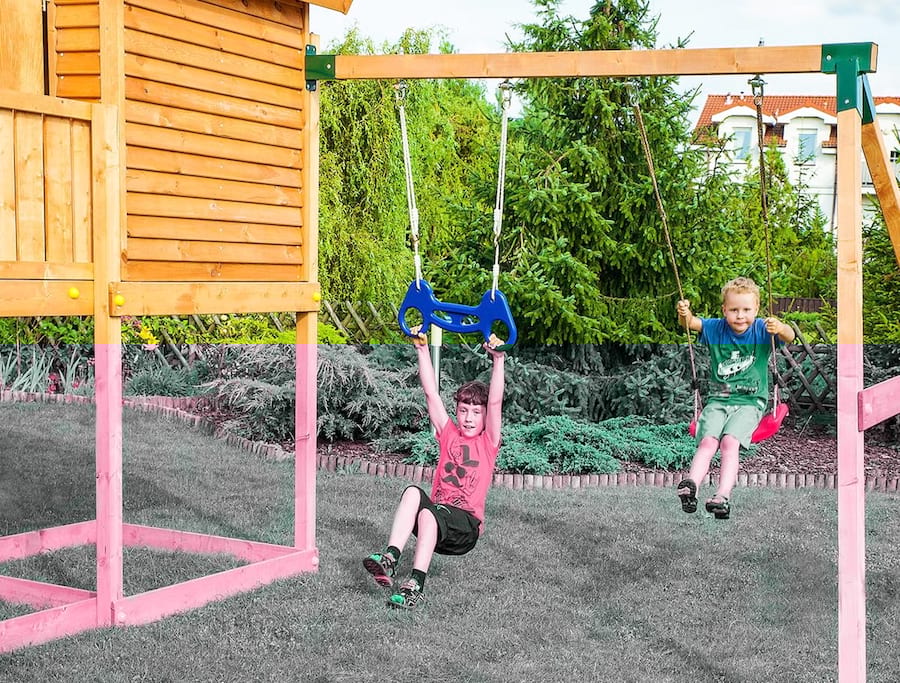 Drewniany plac zabaw dla dzieci huśtawka zjeżdżalnia Move MySide