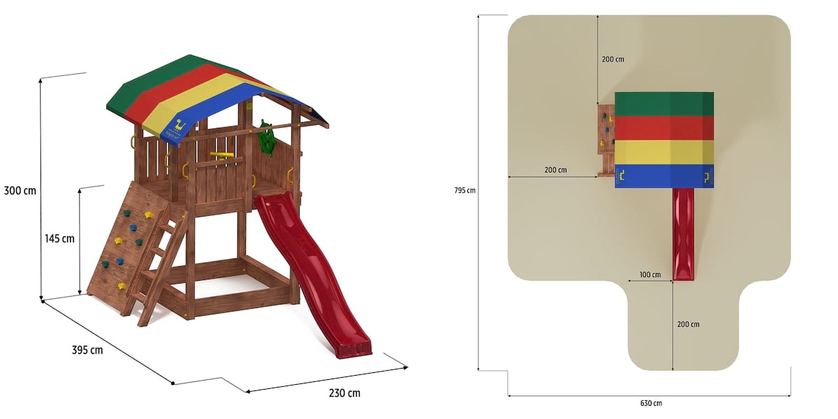 Duży plac zabaw dla dzieci Fungoo Ship - wymiary