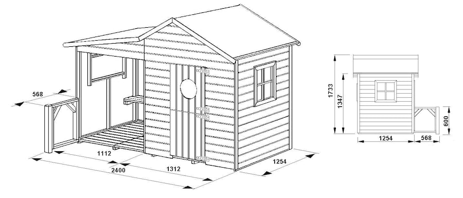 Domek z drewna Ela- wymiary