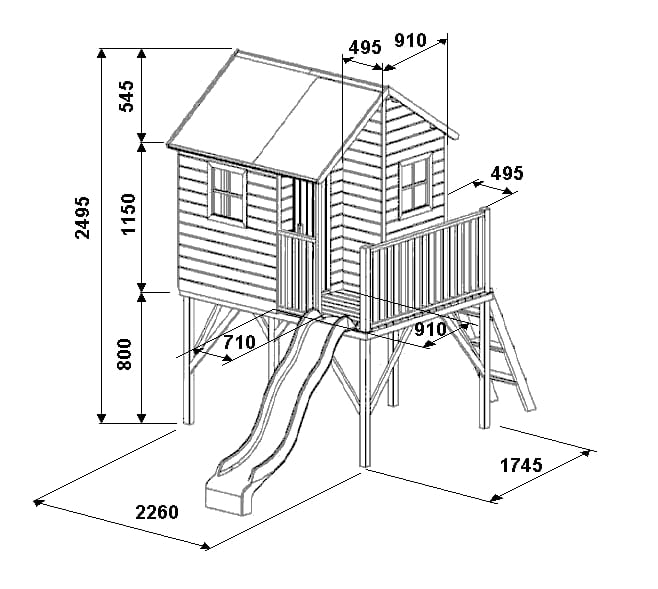 Domek z drewna Jerzyk - wymiary