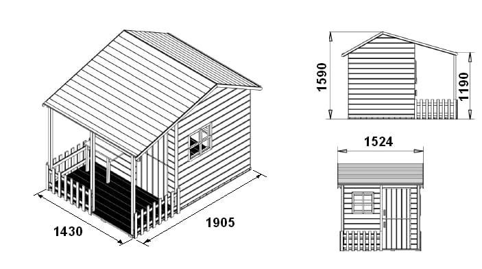 Domek z drewna Malwinka - wymiary