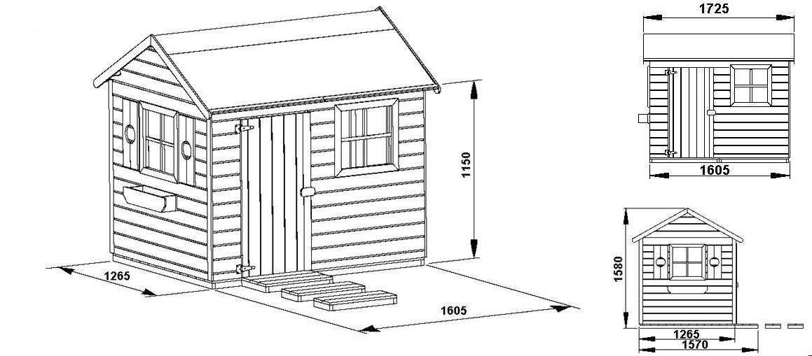 Domek z drewna Witek- wymiary