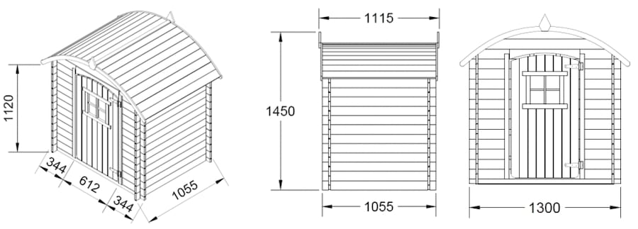 Domek z drewna Ania - wymiary