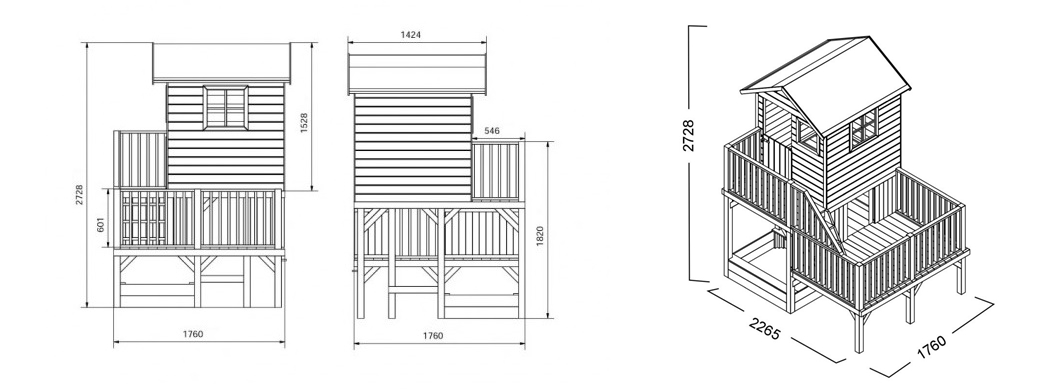Domek z drewna Hubert- wymiary