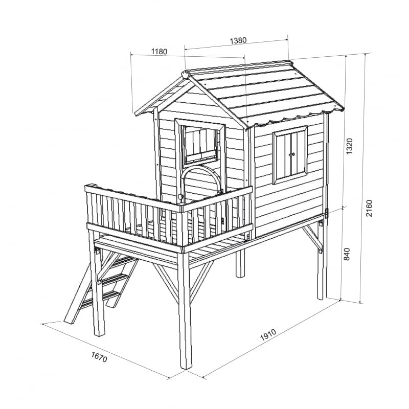 Domek z drewna Tosia - wymiary