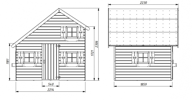 Domek z drewna Amelia - wymiary