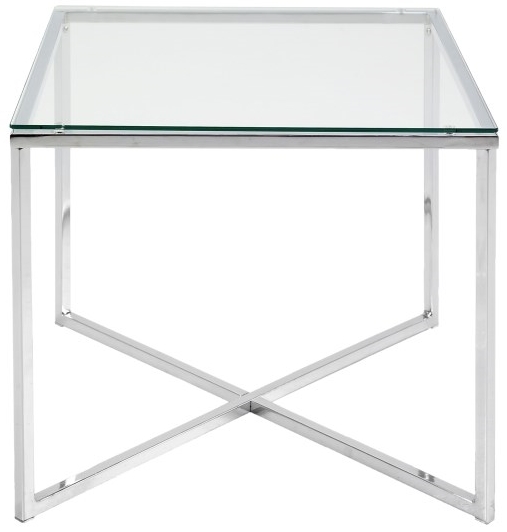 Actona Cross II stolik kawowy kwadratowy transparentny