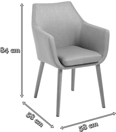 Actona Nora lekki fotel do salonu jasnoszary - wymiary