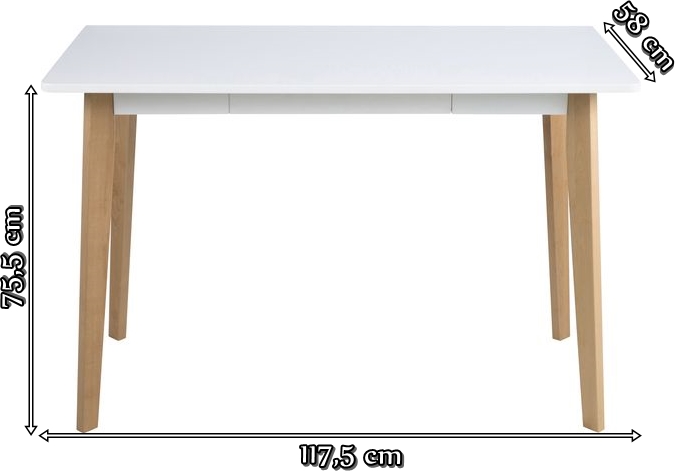 Actona Woodstock drewniane biurko z szufladą - wymiary