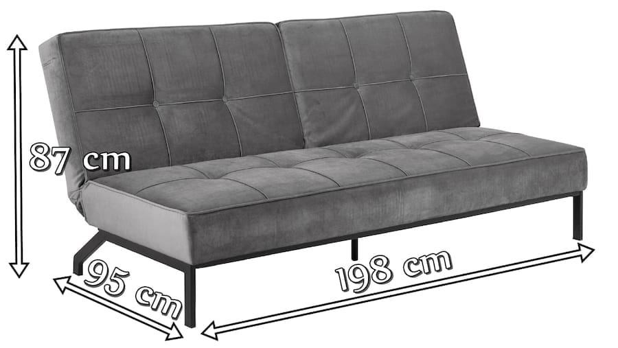 Actona Perugia rozkładana sofa tapicerowana szarym aksamitem