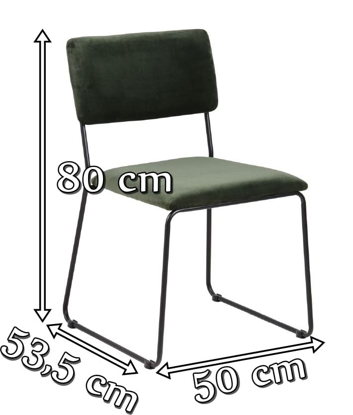 Actona Cornelia aksamitne krzesło do jadalni ciemna zieleń - wymiary