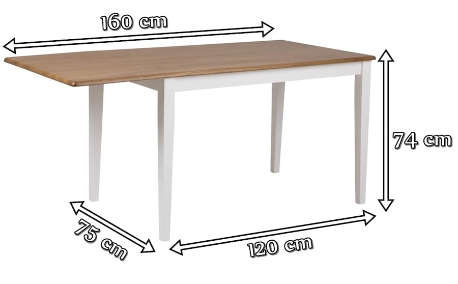 Stół Actona z opuszczanym blatem - wymiary