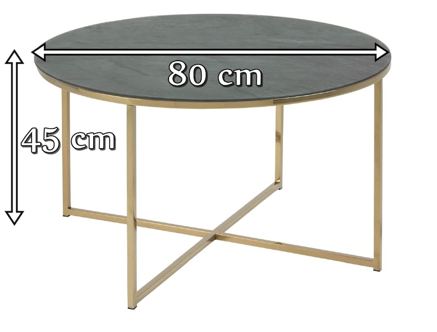 Actona Alisma stolik kawowy z zielonym marmurowym blatem - wymiary