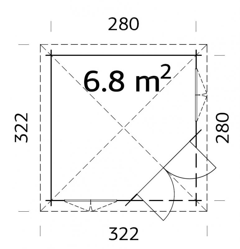 Drewniany domek ogrodowy letniskowy BASIA A 3x3 (6,8 m2)