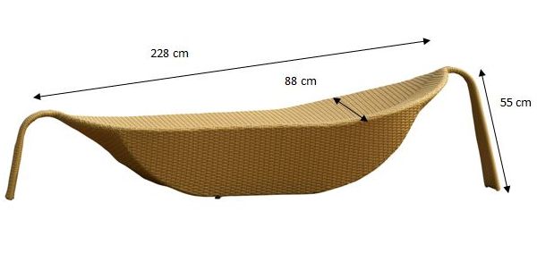Wymiary łóżka ogrodowego technorattan Angelo