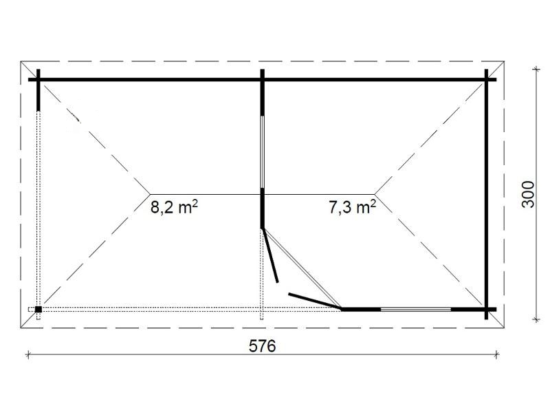 Mały domek letniskowy z drewna BEKASIK 6x3 (15,5m2)