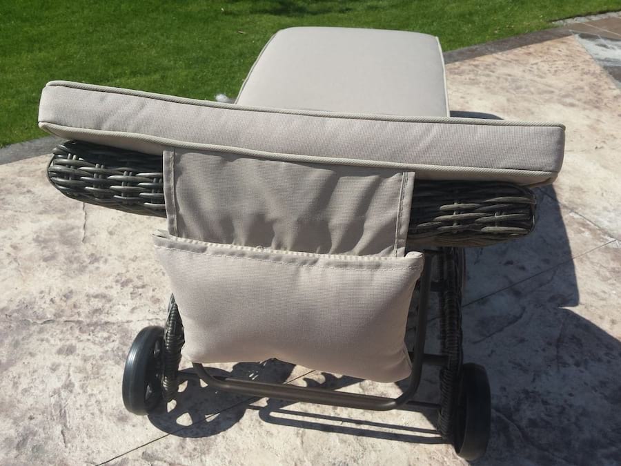 Technorattanowy leżak ogrodowy na kółkach Altea - tył