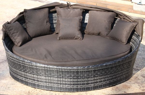 Łóżko ogrodowe z baldachimem Rawenna z odkrytym dachem