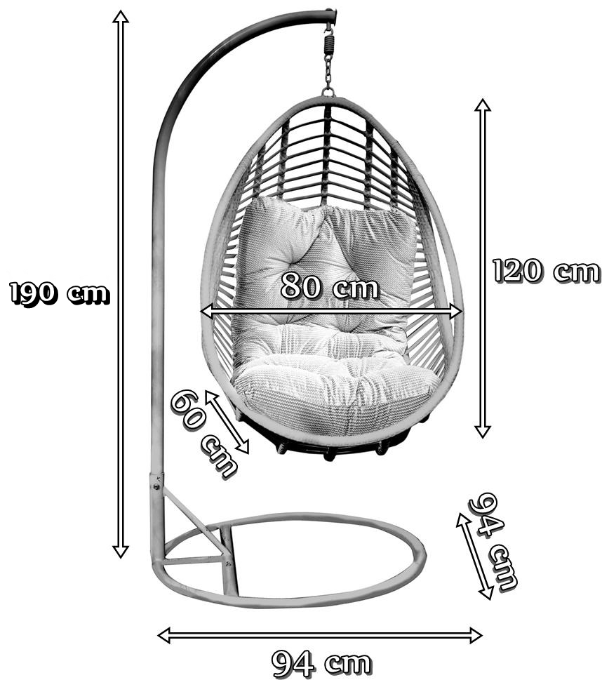 Huśtawka ogrodowa kokon Bellissimo wymiary