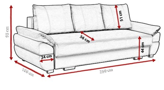 Sofa rozkładana Benita wymiary