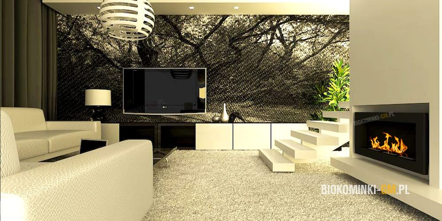 Biokominek Globmetal 900x400 Czarny mat aranżacja