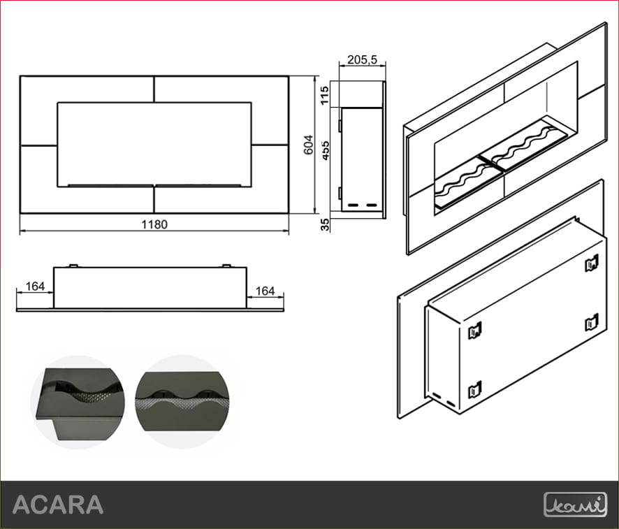 Wymiary - biokominek