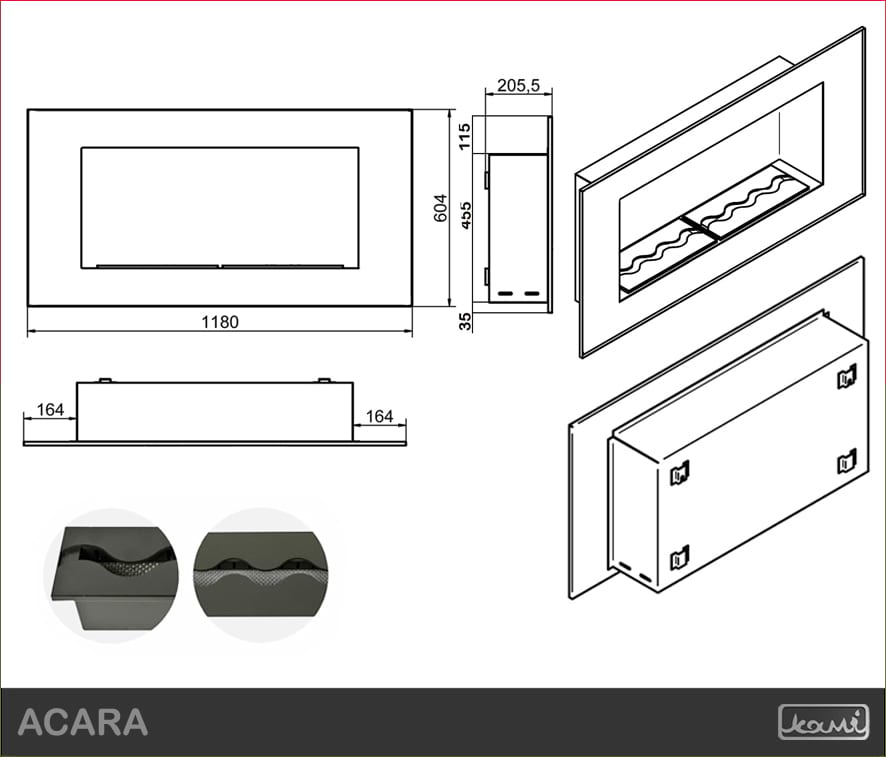 Wymiary - biokominek
