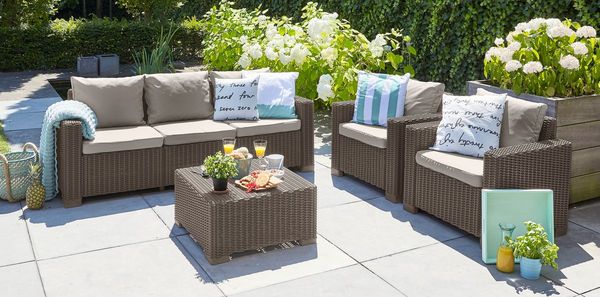 Sofa California w zestawie z fotelami i stolikiem kawowym