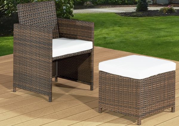 Fotel i pufa technorattan Cristallo