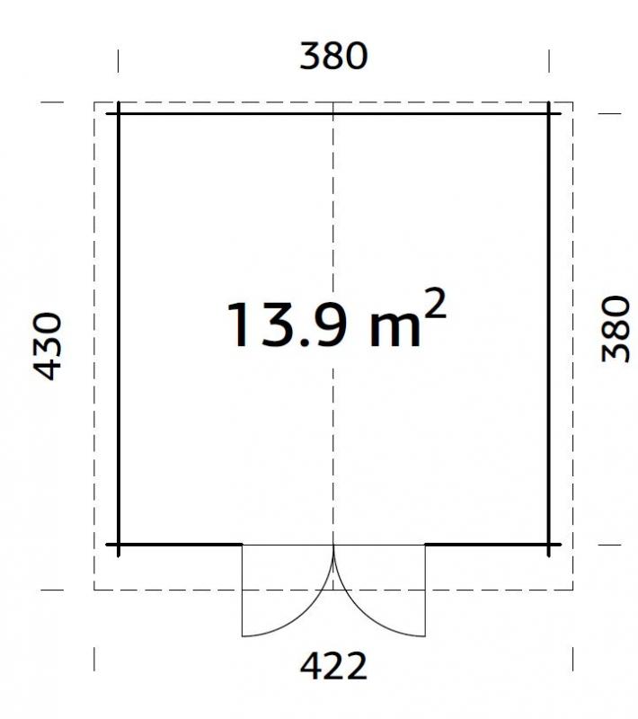 Domek drewniany na małą działkę ANDRZEJ C 4x4 (13,9 m2)