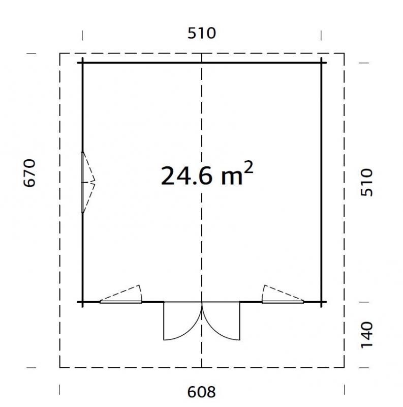 Drewniany domek kwadratowy GRZEGORZ C 5x5 (24,6 m2)