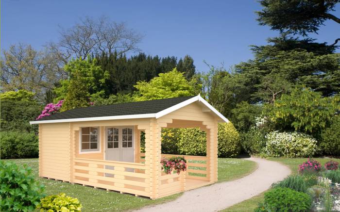 Domek drewniany z tarasem JACEK B 3,5x5,5 (6,1+10,6 m2)